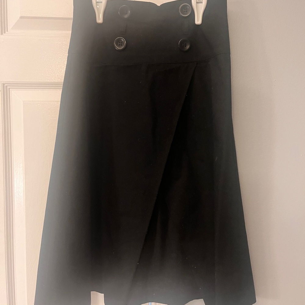 Chic Black Double-Button Women's A-Line Skirt